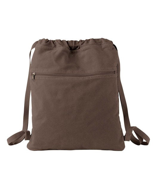 Custom Embroidered Authentic Pigment Pigment-Dyed Canvas Cinch Sack