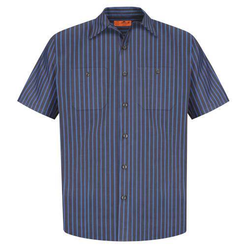 Custom Embroidered Red Kap® Short Sleeve Striped Industrial Work Shirt - CS20