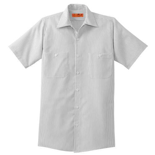 Custom Embroidered Red Kap® Short Sleeve Striped Industrial Work Shirt - CS20