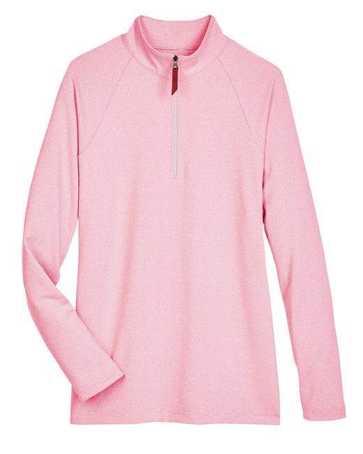 Custom Embroidered Devon & Jones CrownLux Performance™ Ladies' Clubhouse Micro-Stripe Quarter-Zip - DG480W