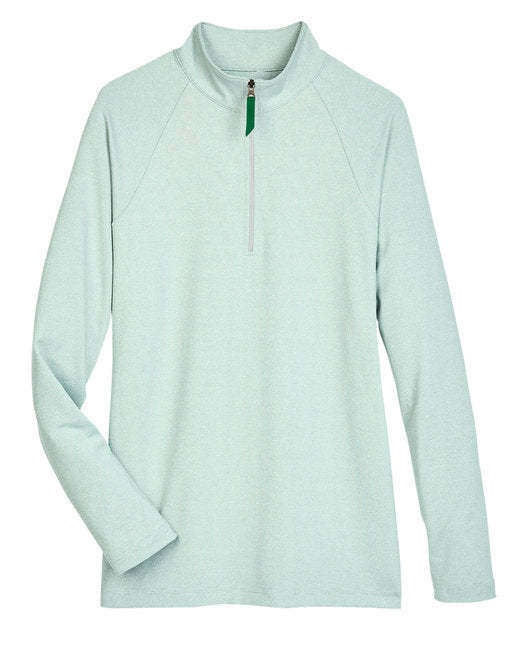 Custom Embroidered Devon & Jones CrownLux Performance™ Ladies' Clubhouse Micro-Stripe Quarter-Zip - DG480W
