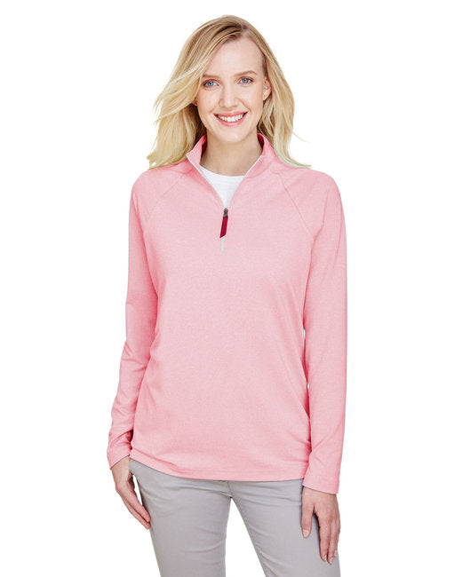 Custom Embroidered Devon & Jones CrownLux Performance™ Ladies' Clubhouse Micro-Stripe Quarter-Zip - DG480W