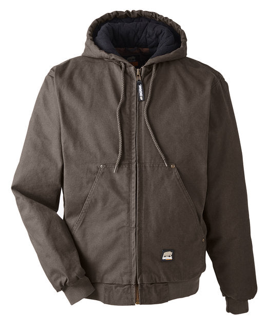 Custom Embroidered Berne Highland Washed Cotton Duck Hooded Jacket - HJ375