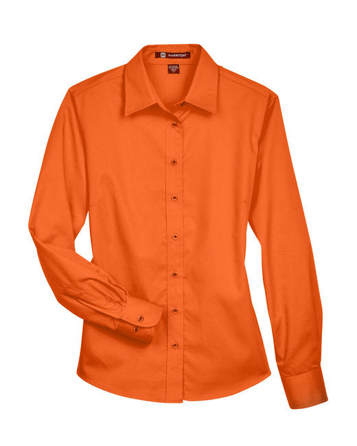 Custom Embroidered Harriton Ladies' Easy Blend™ Long-Sleeve Twill Shirt with Stain-Release