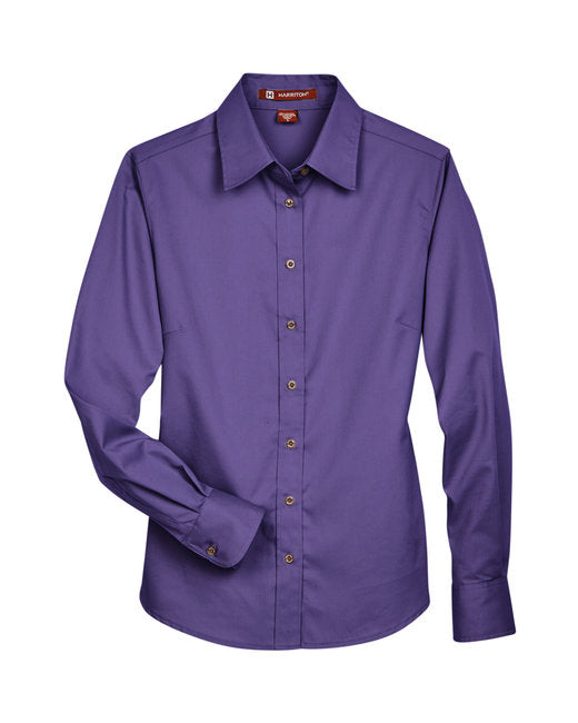 Custom Embroidered Harriton Ladies' Easy Blend™ Long-Sleeve Twill Shirt with Stain-Release