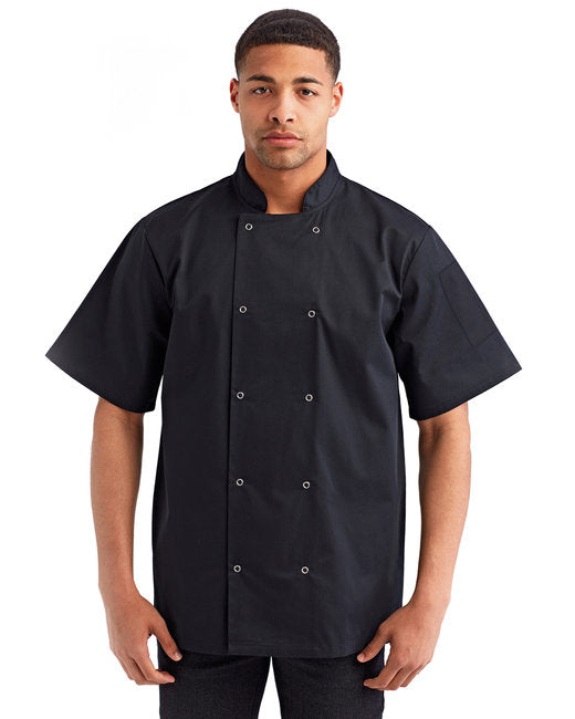 Custom Embroidered Artisan Collection by Reprime Unisex Studded Front Short-Sleeve Chef's Coat - RP664