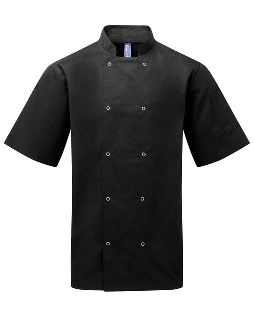 Custom Embroidered Artisan Collection by Reprime Unisex Studded Front Short-Sleeve Chef's Coat - RP664