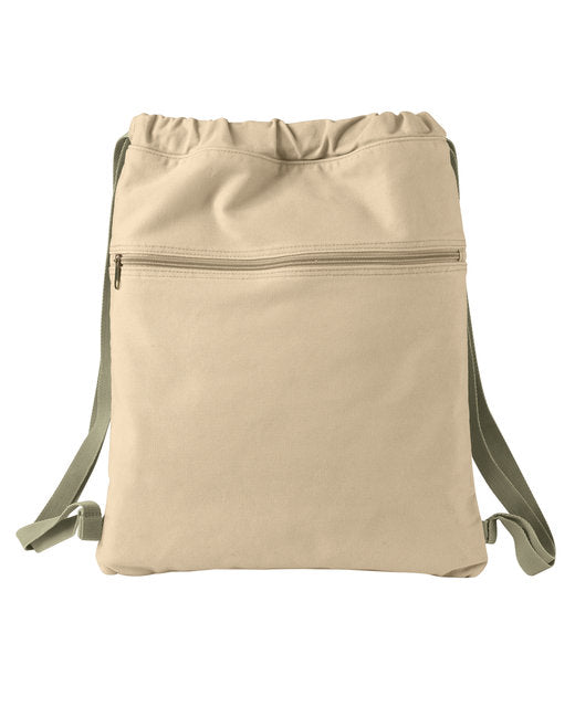Custom Embroidered Authentic Pigment Pigment-Dyed Canvas Cinch Sack