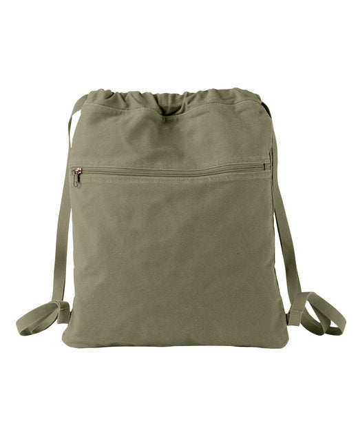 Custom Embroidered Authentic Pigment Pigment-Dyed Canvas Cinch Sack