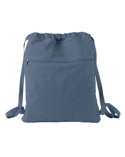 Custom Embroidered Authentic Pigment Pigment-Dyed Canvas Cinch Sack
