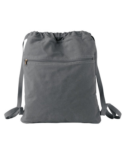 Custom Embroidered Authentic Pigment Pigment-Dyed Canvas Cinch Sack