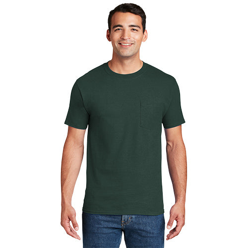Custom Embroidered Hanes® Beefy-T® 100% Cotton  Pocket T-Shirt - 5190