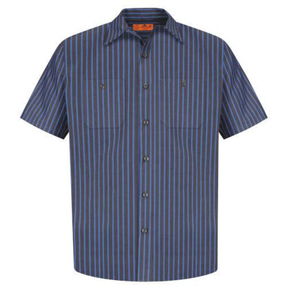 Custom Embroidered Red Kap® Short Sleeve Striped Industrial Work Shirt - CS20