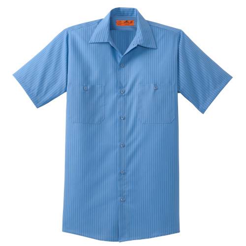 Custom Embroidered Red Kap® Short Sleeve Striped Industrial Work Shirt - CS20
