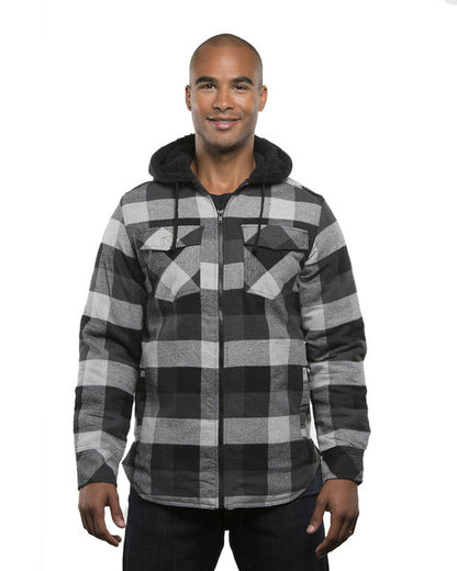 Custom Embroidered Burnside Men's Hooded Flannel Jacket - B8620