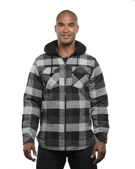 Custom Embroidered Burnside Men's Hooded Flannel Jacket - B8620