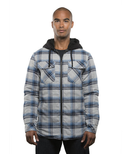 Custom Embroidered Burnside Men's Hooded Flannel Jacket - B8620