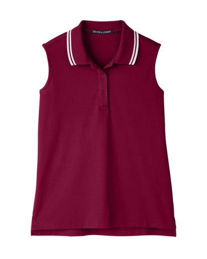 Custom Embroidered Devon & Jones Ladies' CrownLux Performance™ Plaited Tipped Sleeveless Polo - DG20SW