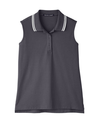 Custom Embroidered Devon & Jones Ladies' CrownLux Performance™ Plaited Tipped Sleeveless Polo - DG20SW