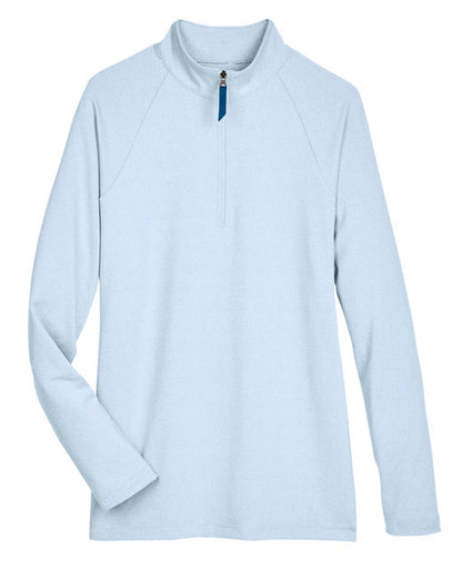 Custom Embroidered Devon & Jones CrownLux Performance™ Ladies' Clubhouse Micro-Stripe Quarter-Zip - DG480W