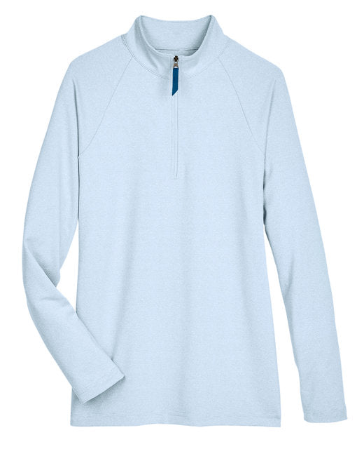 Custom Embroidered Devon & Jones CrownLux Performance™ Ladies' Clubhouse Micro-Stripe Quarter-Zip - DG480W