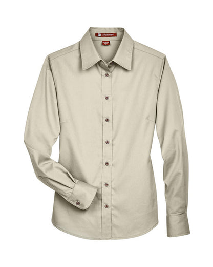 Custom Embroidered Harriton Ladies' Easy Blend™ Long-Sleeve Twill Shirt with Stain-Release