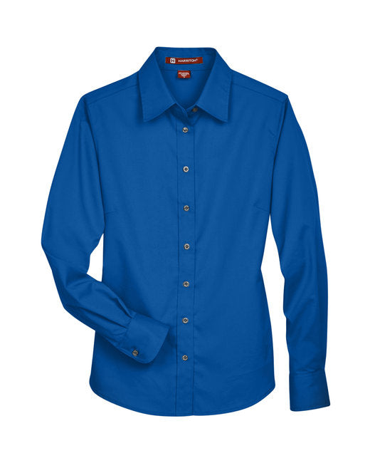Custom Embroidered Harriton Ladies' Easy Blend™ Long-Sleeve Twill Shirt with Stain-Release