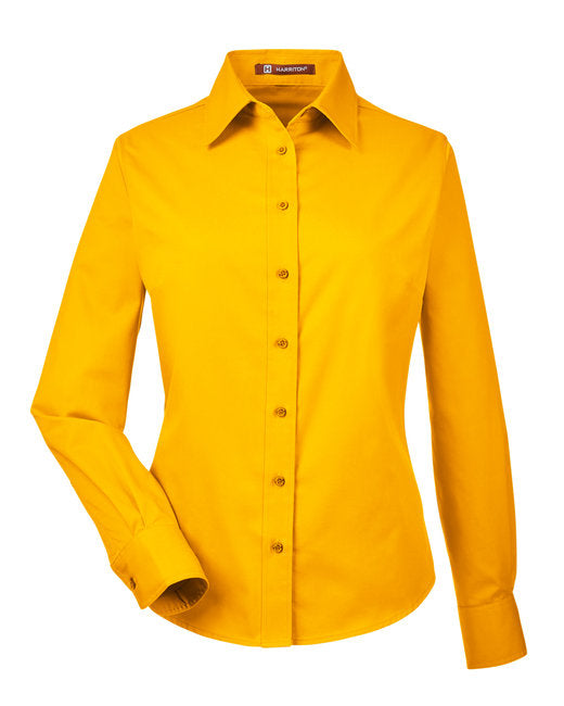 Custom Embroidered Harriton Ladies' Easy Blend™ Long-Sleeve Twill Shirt with Stain-Release
