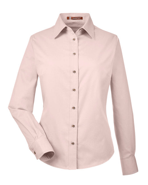 Custom Embroidered Harriton Ladies' Easy Blend™ Long-Sleeve Twill Shirt with Stain-Release